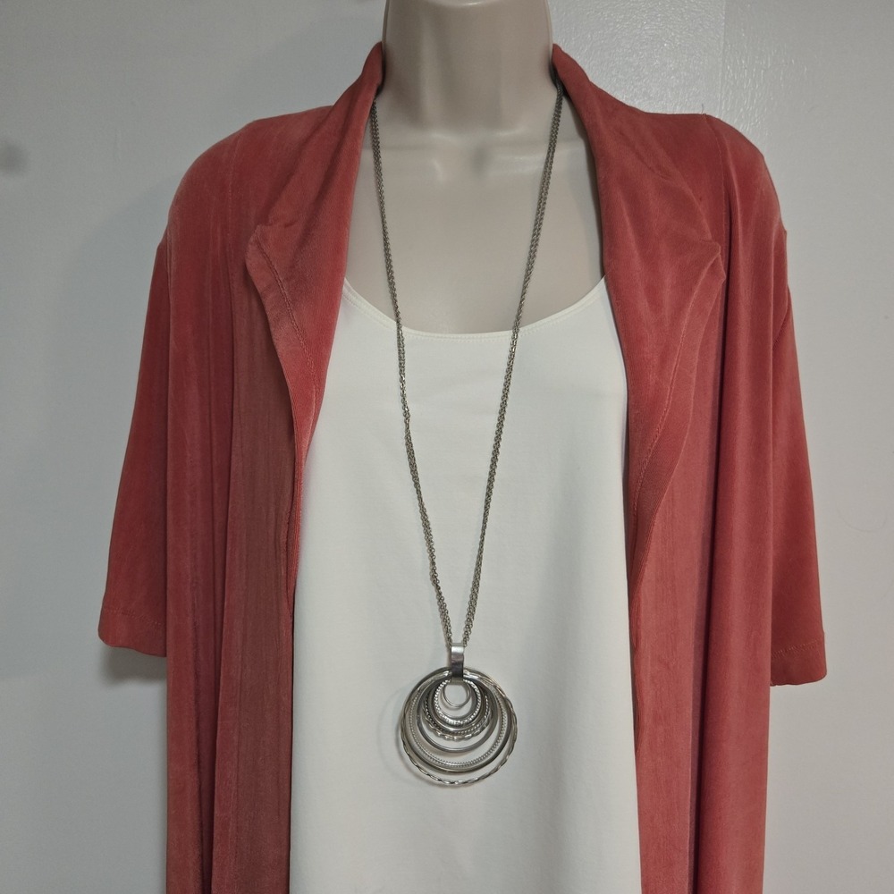 Chico's Travelers Size 2 (L) Coral Short Sleeve Cover-up Jacket Cardigan